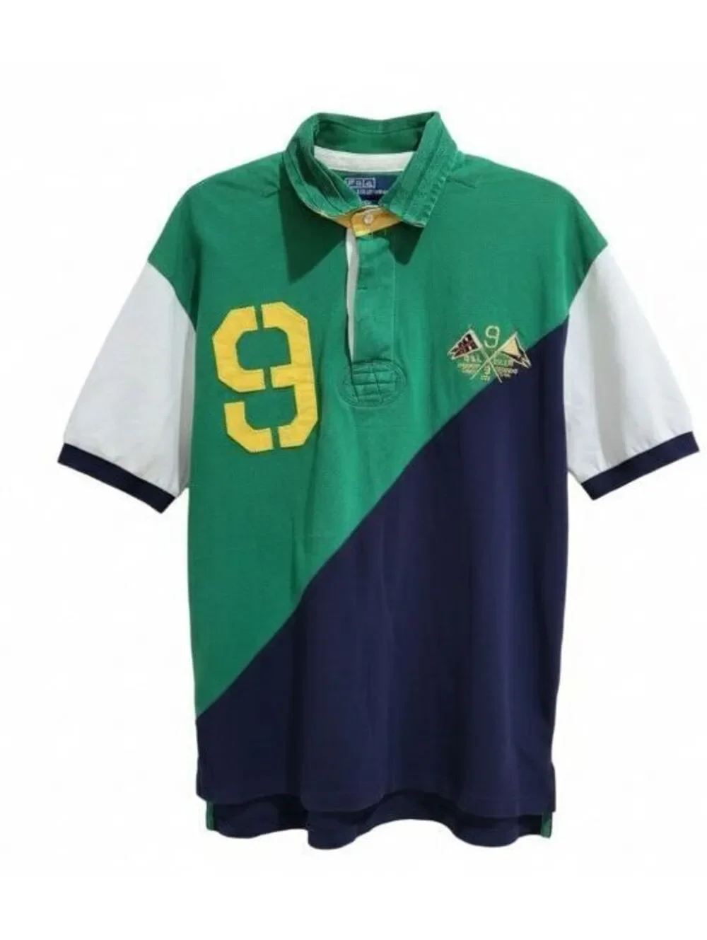 Vintage Polo Ralph Lauren Shirt Mens L Colorblock Cruiser Team 9 Rugby PRL Club